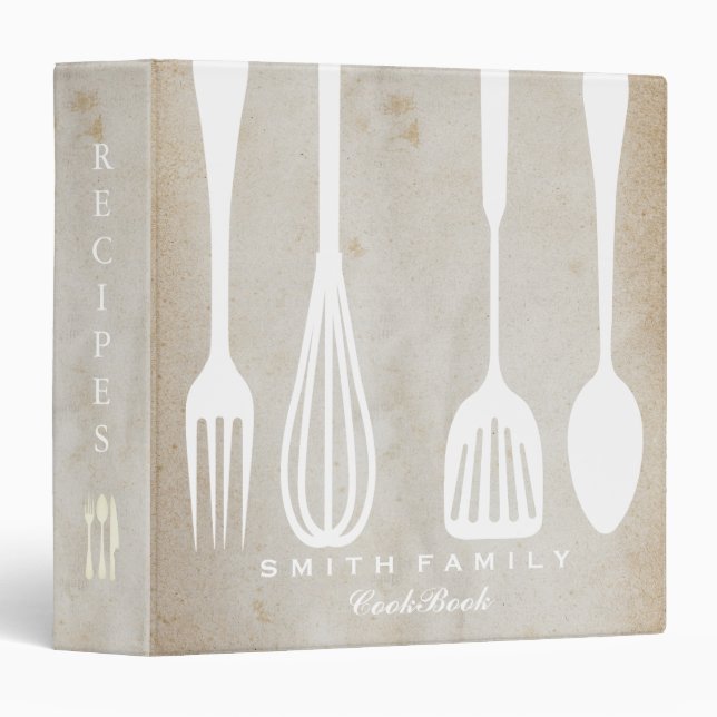 Personalized Family Recipe Cookbook 3 Ring Binder (Front/Spine)