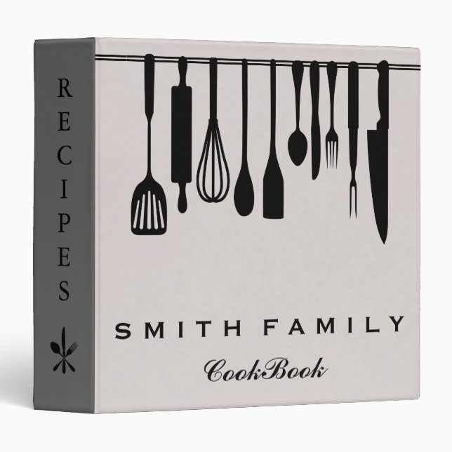 Personalized Family Recipe Cookbook 3 Ring Binder (Front/Spine)