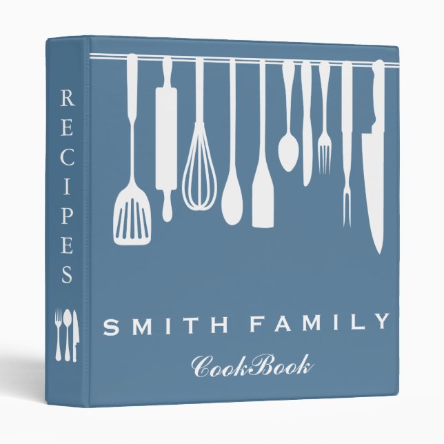Personalized Family Recipe Cookbook 3 Ring Binder (Front/Spine)