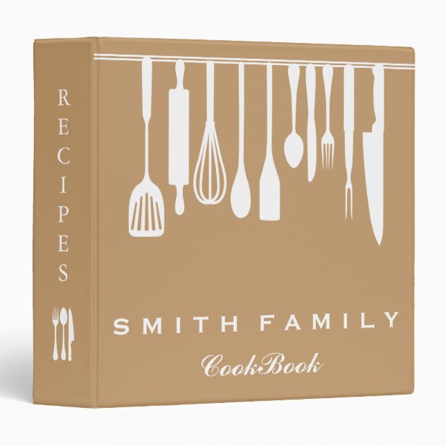 Personalized Family Recipe Cookbook 3 Ring Binder (Front/Spine)