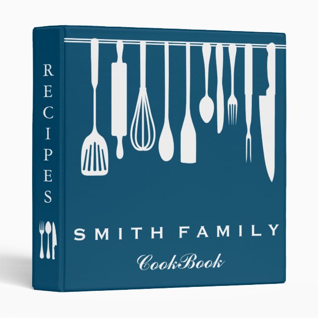 Personalized Family Recipe Cookbook 3 Ring Binder (Front/Spine)
