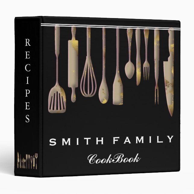 Personalized Family Recipe Cookbook 3 Ring Binder (Front/Spine)