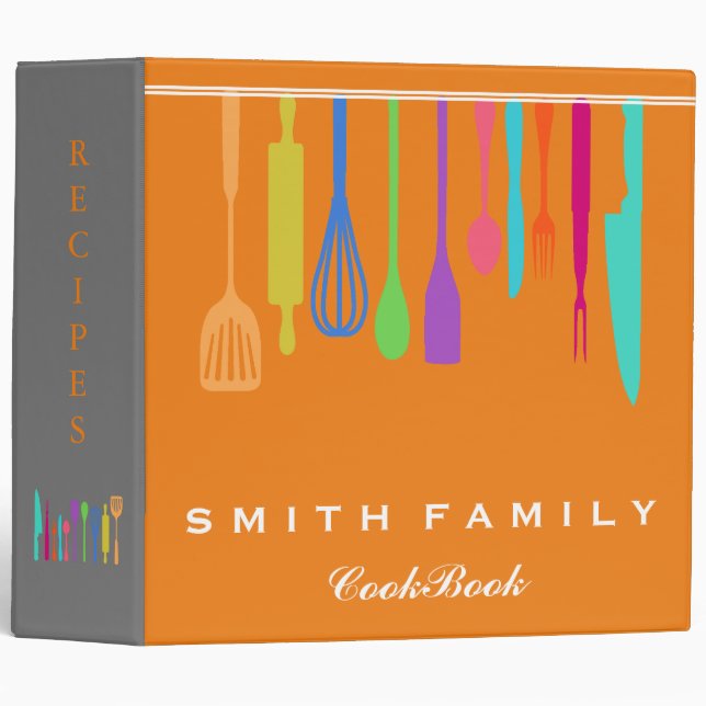Personalized Family Recipe Cookbook 3 Ring Binder (Front/Spine)