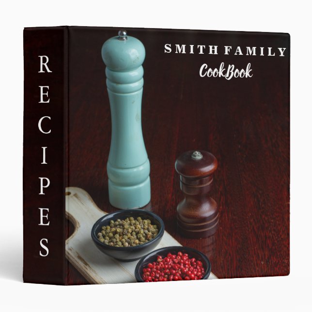 Personalized Family Recipe Cookbook 3 Ring Binder (Front/Spine)