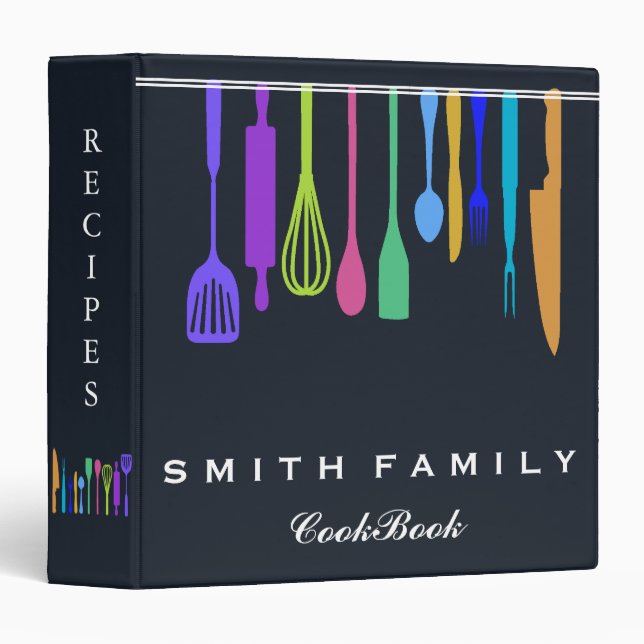 Personalized Family Recipe Cookbook 3 Ring Binder (Front/Spine)