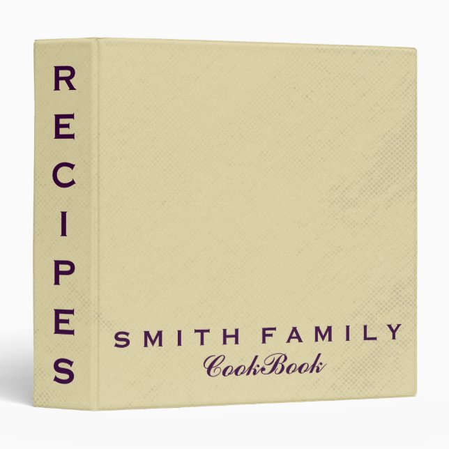 Personalized Family Recipe Cookbook 3 Ring Binder (Front/Spine)