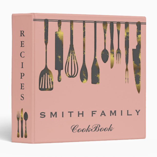 Personalized Family Recipe Cookbook 3 Ring Binder (Front/Spine)
