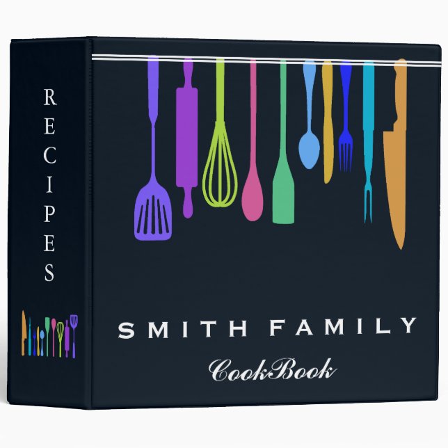 Personalized Family Recipe Cookbook 3 Ring Binder (Front/Spine)
