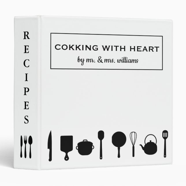 Personalized Family Recipe Cookbook 3 Ring Binder (Front/Spine)