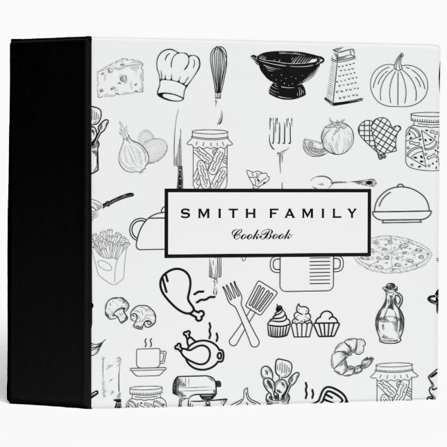 Personalized Family Recipe Cookbook 3 Ring Binder (Front/Spine)