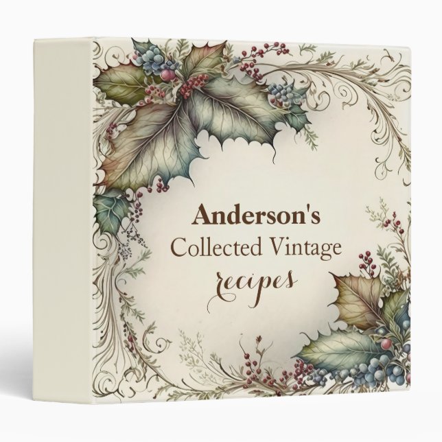 Personalized Family Recipe Cookbook 3 Ring Binder (Front/Spine)