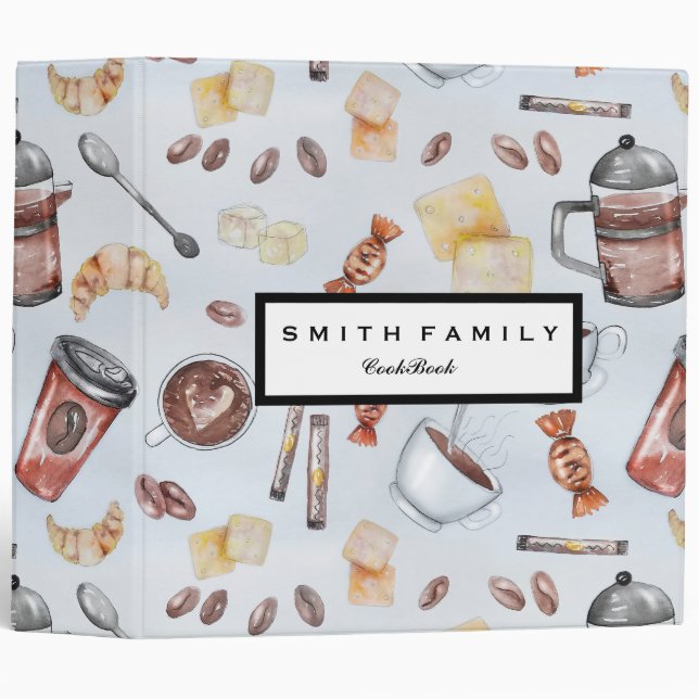 Personalized Family Recipe Cookbook 3 Ring Binder (Front/Spine)