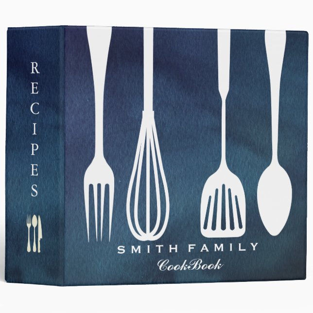 Personalized Family Recipe Cookbook 3 Ring Binder (Front/Spine)