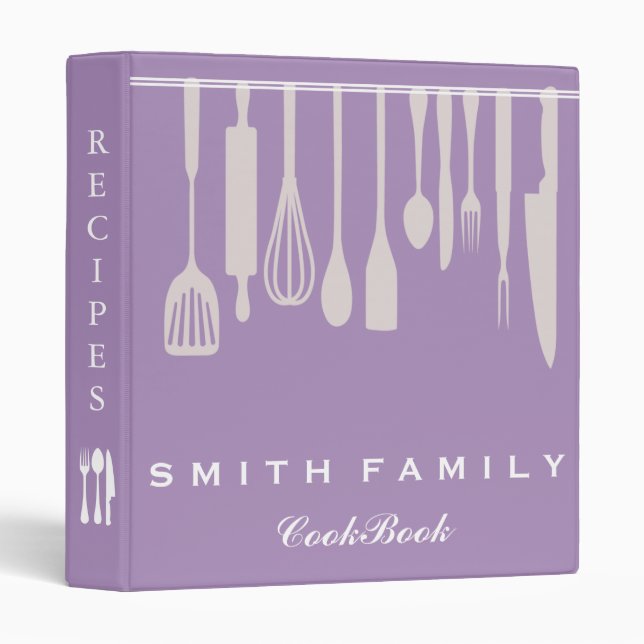 Personalized Family Recipe Cookbook 3 Ring Binder (Front/Spine)