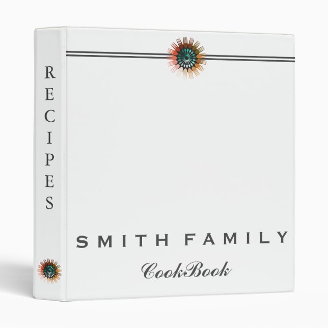 Personalized Family Recipe Cookbook 3 Ring Binder (Front/Spine)