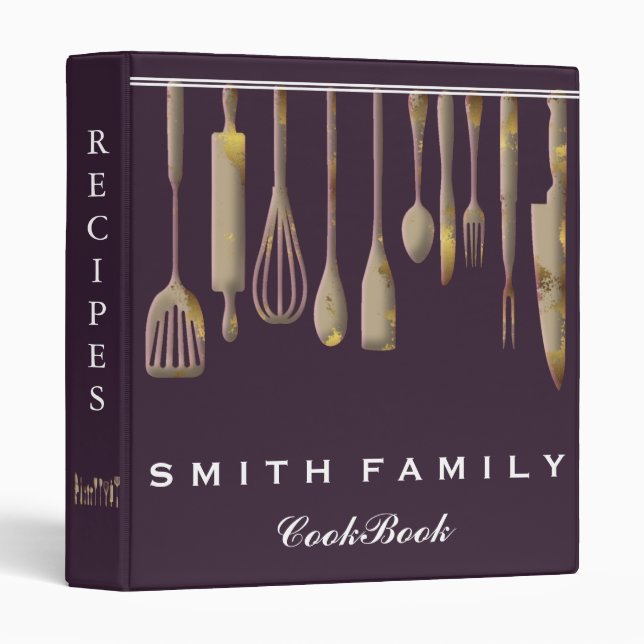 Personalized Family Recipe Cookbook 3 Ring Binder (Front/Spine)