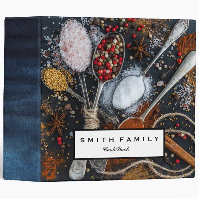 Personalized Family Recipe Cookbook 3 Ring Binder (Front/Spine)