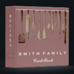Personalized Family Recipe Cookbook 3 Ring Binder<br><div class="desc">This is beautiful personalized recipe book full of favorite dishes, organized into one beautiful binder. Personalized with your text on the front, and featuring an original illustration of a white fork, knife, and spoon surrounded by a curly swirly border on a burlap looking background. Kitchen tools Recipe binder would be...</div>