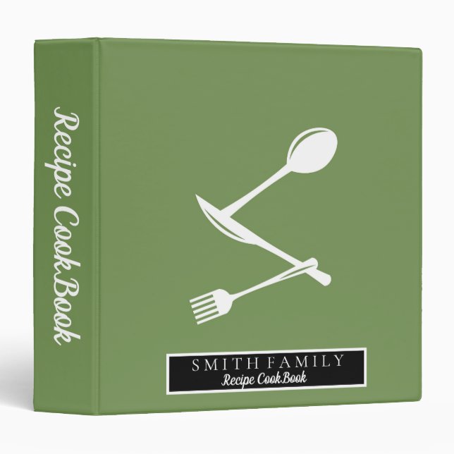 Personalized Family Recipe Cookbook 3 Ring Binder (Front/Spine)
