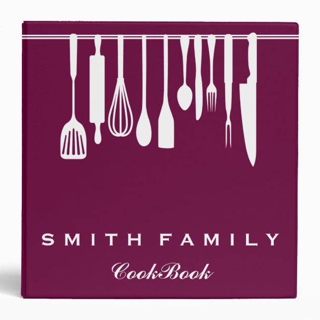 Personalized Family Recipe Cookbook 3 Ring Binder (Front)