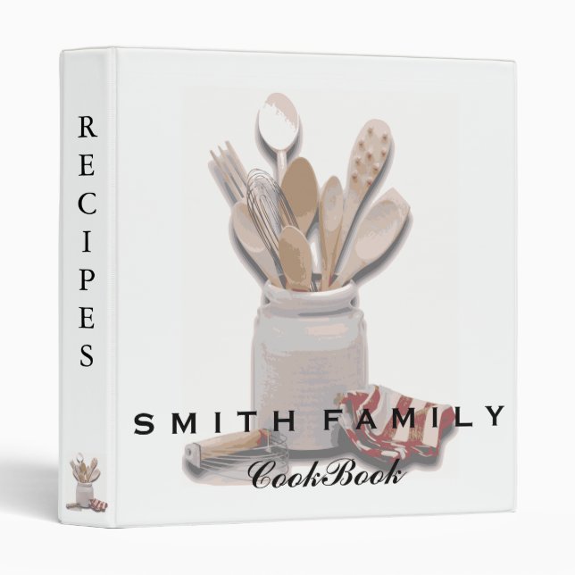Personalized Family Recipe Cookbook 3 Ring Binder (Front/Spine)