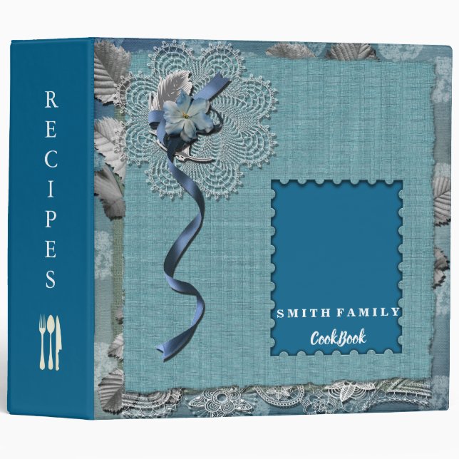 Personalized Family Recipe Cookbook 3 Ring Binder (Front/Spine)
