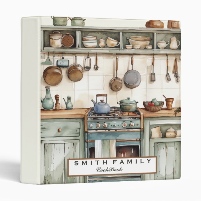 Personalized Family Recipe Cookbook 3 Ring Binder (Front/Spine)