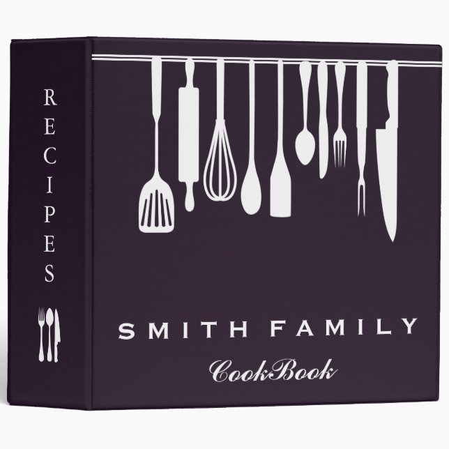 Personalized Family Recipe Cookbook 3 Ring Binder (Front/Spine)