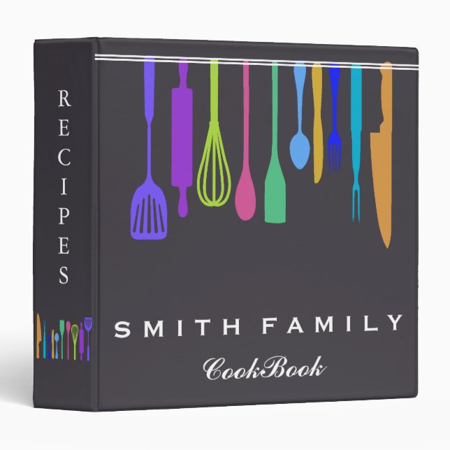 Personalized Family Recipe Cookbook 3 Ring Binder (Front/Spine)