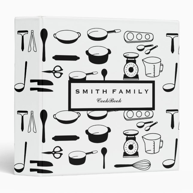 Personalized Family Recipe Cookbook 3 Ring Binder (Front/Spine)