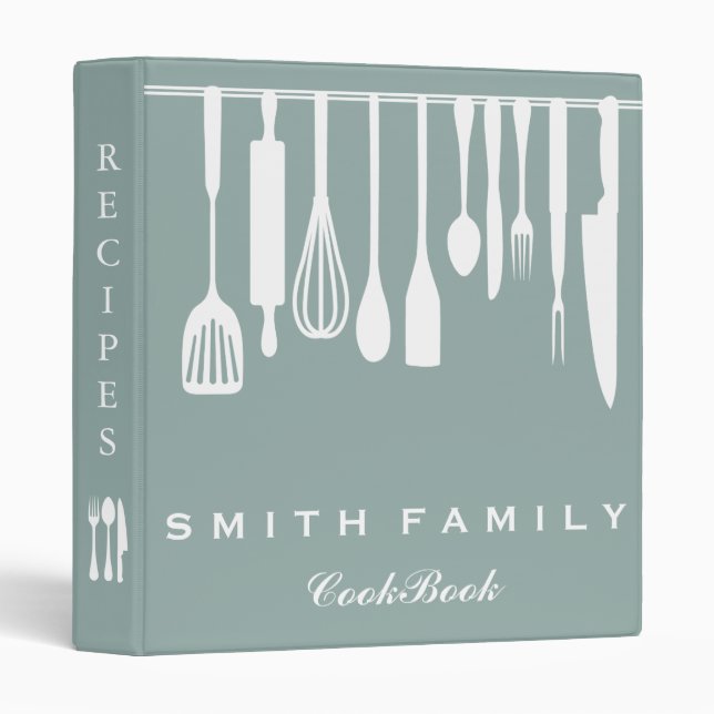 Personalized Family Recipe Cookbook 3 Ring Binder (Front/Spine)