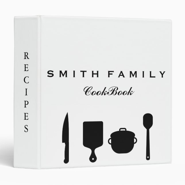 Personalized Family Recipe Cookbook 3 Ring Binder (Front/Spine)