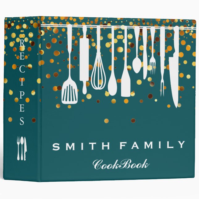 Personalized Family Recipe Cookbook 3 Ring Binder (Front/Spine)