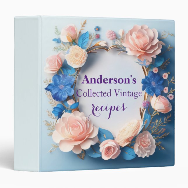 Personalized Family Recipe Cookbook 3 Ring Binder (Front/Spine)
