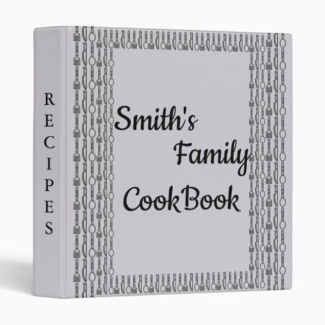Personalized Family Recipe Cookbook 3 Ring Binder (Front/Spine)