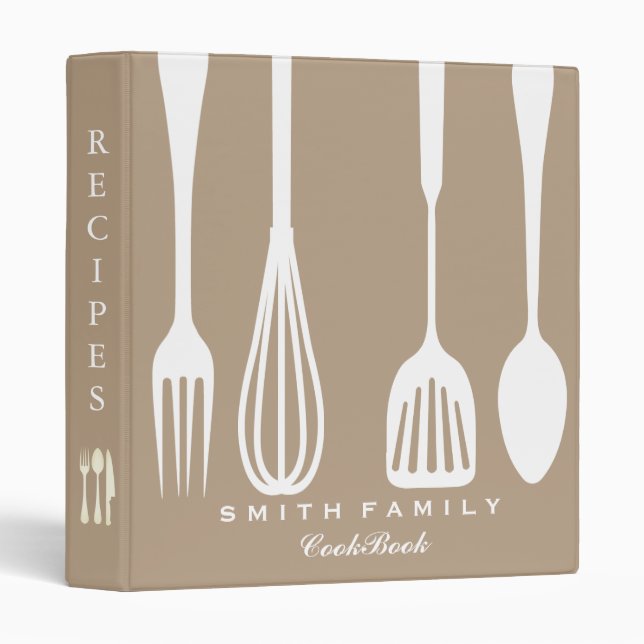 Personalized Family Recipe Cookbook 3 Ring Binder (Front/Spine)