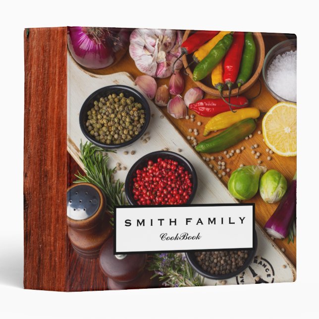 Personalized Family Recipe Cookbook 3 Ring Binder (Front/Spine)
