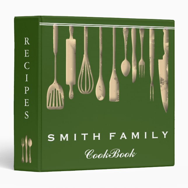 Personalized Family Recipe Cookbook 3 Ring Binder (Front/Spine)