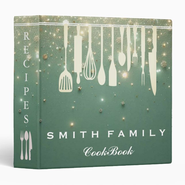 Personalized Family Recipe Cookbook 3 Ring Binder (Front/Spine)