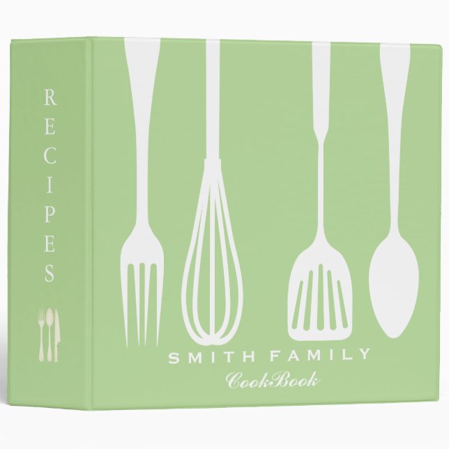 Personalized Family Recipe Cookbook 3 Ring Binder (Front/Spine)