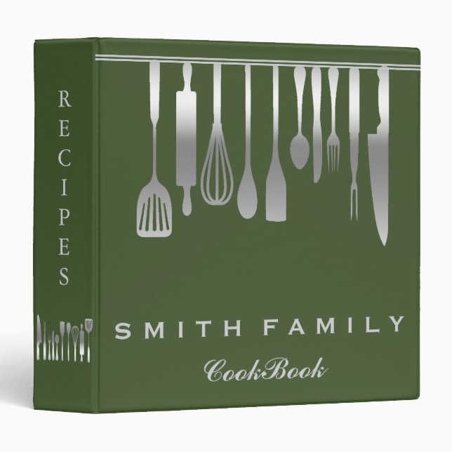 Personalized Family Recipe Cookbook 3 Ring Binder (Front/Spine)