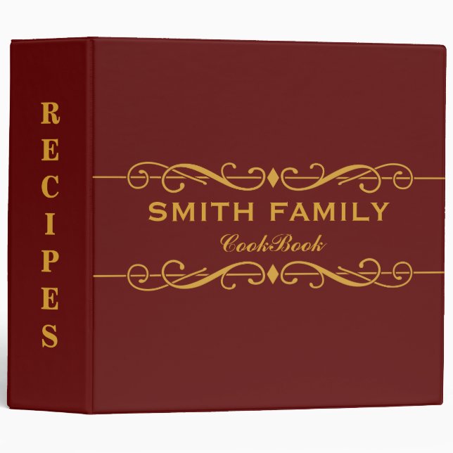 Personalized Family Recipe Cookbook 3 Ring Binder (Front/Spine)