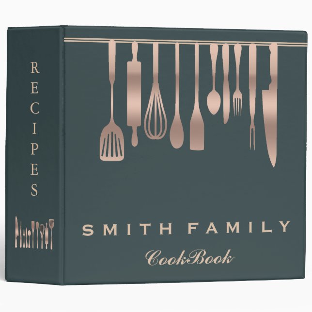 Personalized Family Recipe Cookbook 3 Ring Binder (Front/Spine)