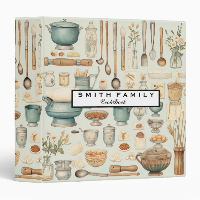 Personalized Family Recipe Cookbook 3 Ring Binder (Front/Spine)