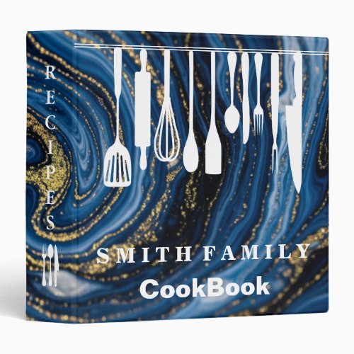 Personalized Family Recipe Cookbook Marble 3 Ring Binder
