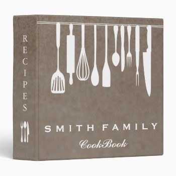 Personalized Family Recipe Cookbook Rustic Kraft 3 Ring Binder by sunbuds at Zazzle