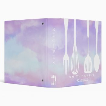 Personalized Family Recipe Cookbook Watercolor 3 R 3 Ring Binder by sunbuds at Zazzle