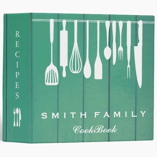 Personalized Family Recipe Cookbook Wood 3 Ring Binder