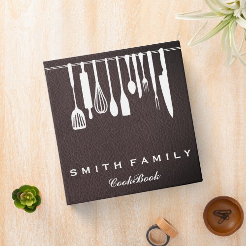 Personalized Family Recipe Cookbook Wood 3 Ring Binder