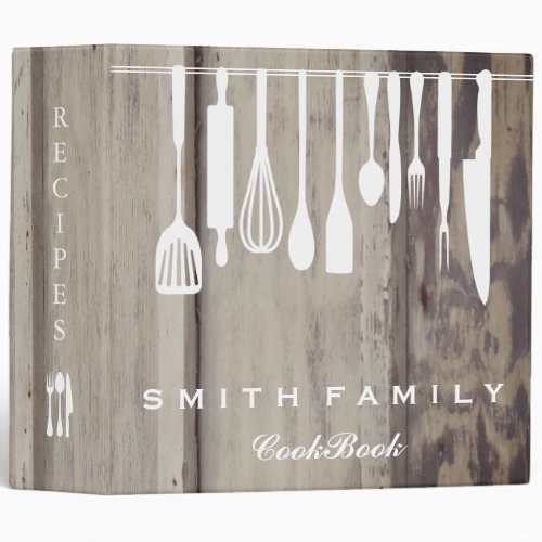 Personalized Family Recipe Cookbook Wood 3 Ring Binder